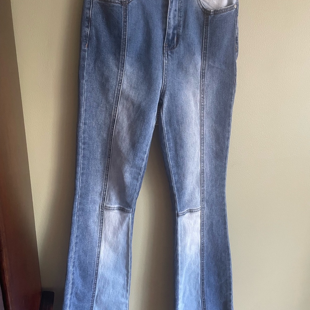 Multi-color trendy denim flare leg jeans!